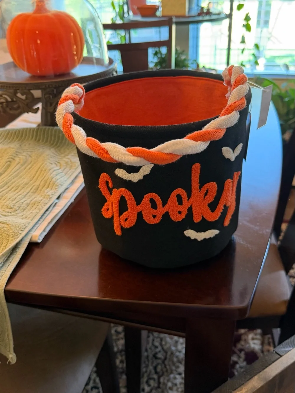 Spooky Halloween Treat Bucket - Orange and Black